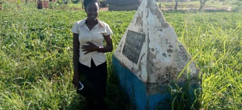 Martha during a visit at the Omukama Kabalega site of capture by the British Colonial Troops